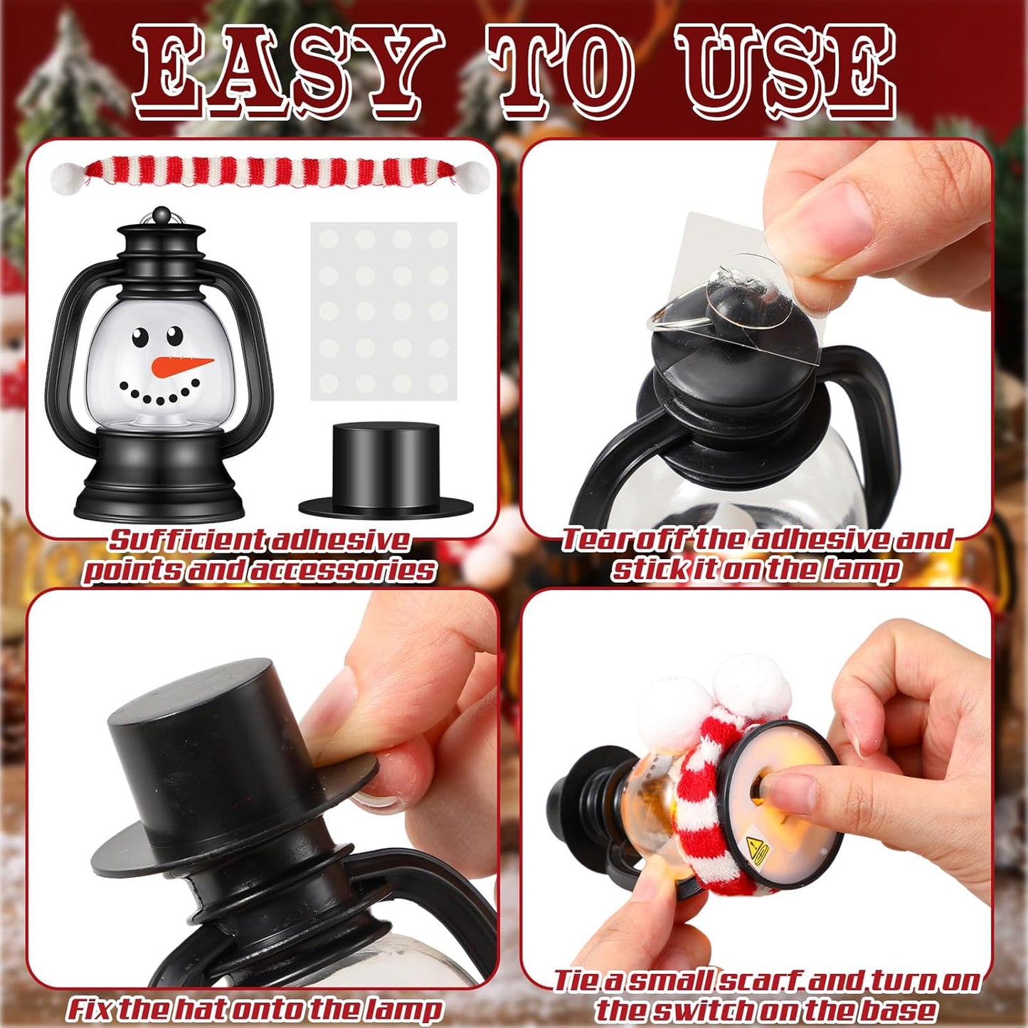 24 Set Christmas Mini Lantern with LED Candle Snowman Lanterns Decorations w