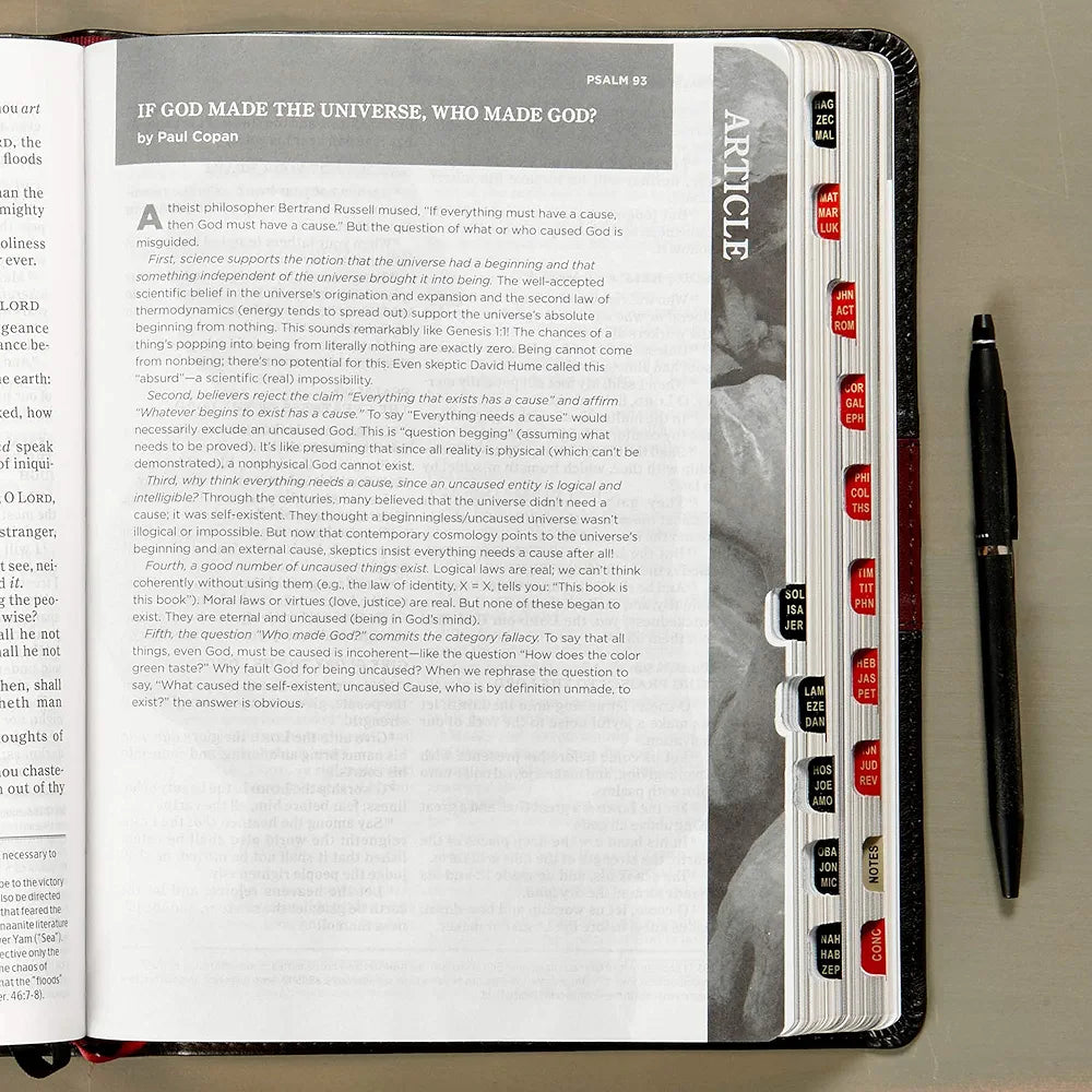 KJV Apologetics Study Bible, Black/Red Leathertouch Indexed, Black Letter, Pure Cambridge Text, Defend Your Faith, Study Notes and Commentary, Articles, Profiles, Easy-to-Read Bible MCM Type