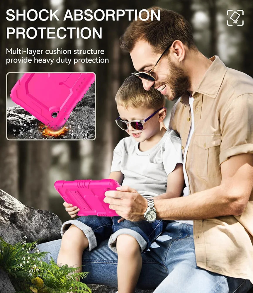 OKP Case for New Samsung Galaxy Tab A9 8.7 inch 2023 , Heavy Duty Shockproof Rugged 8.7'' Galaxy A9 Tablet Protective Cover with Built-in Kickstand for Kids Boys Girls, Hot Pink