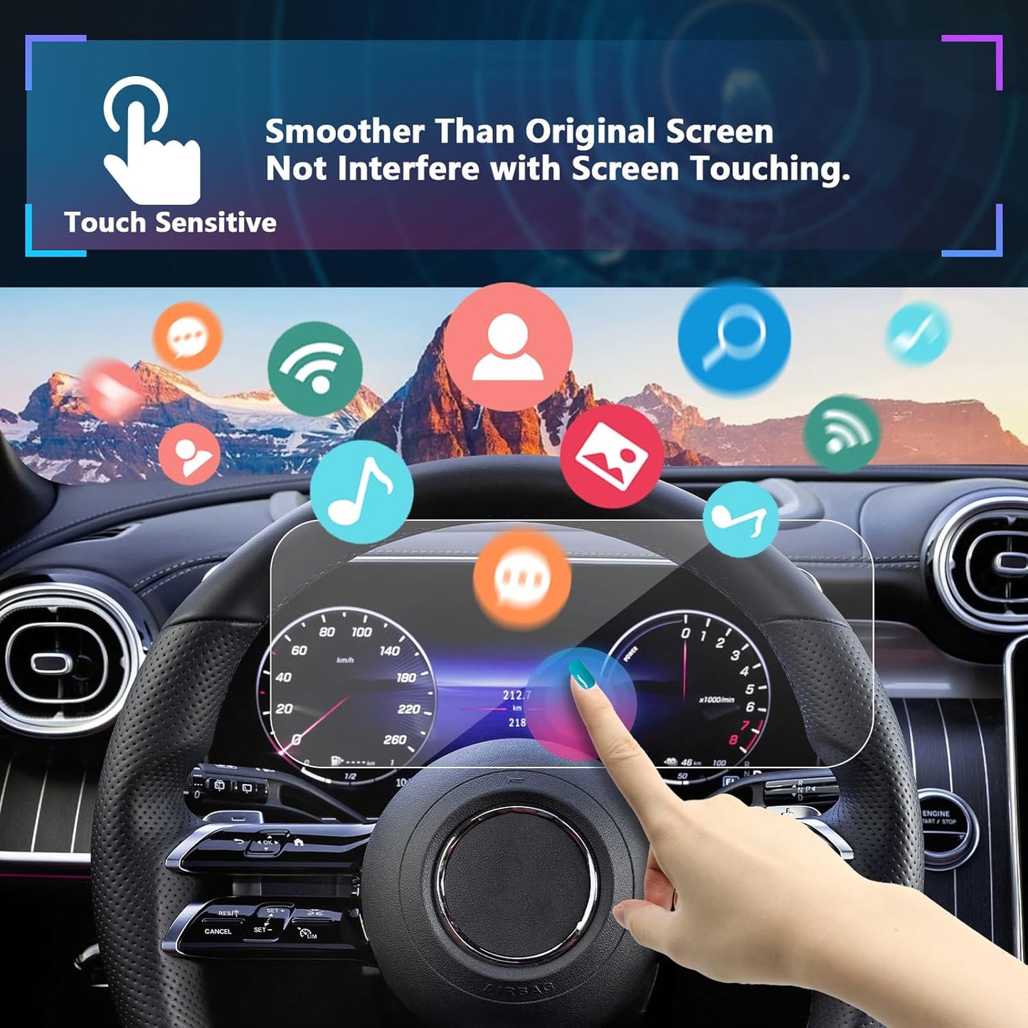 SXCY Fit for 2022 2023 2024 Mercedes Benz C-Class GLC-Class C300 Screen Protector 2021-2023 2024 C Class C300 Accessories 2023 2024 GLC-Class/C Class C300 Instrument Display Screen Protector 12.3 inch 9H Tempered Glass Clear HD