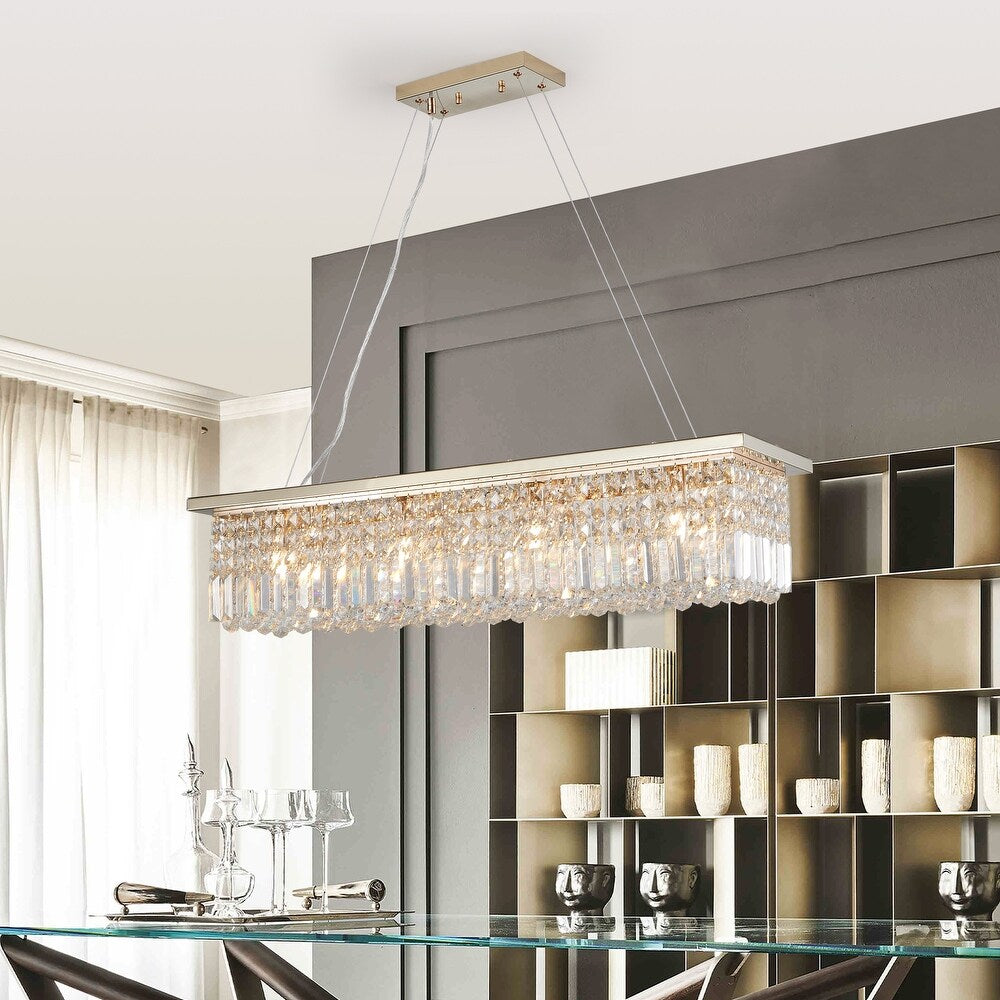 Elegant Crystal Chandelier Pendant Ceiling Light Fixture - Modern Raindrop Design for Dining Rooms & Kitchen Islands