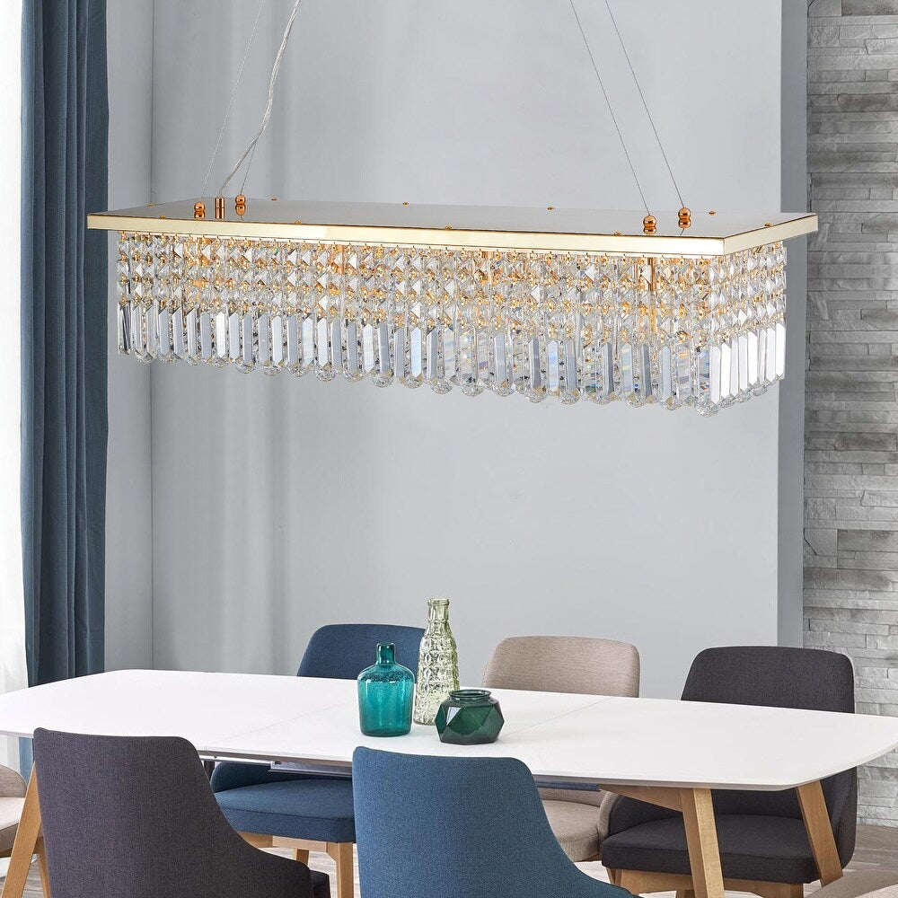 Elegant Crystal Chandelier Pendant Ceiling Light Fixture - Modern Raindrop Design for Dining Rooms & Kitchen Islands