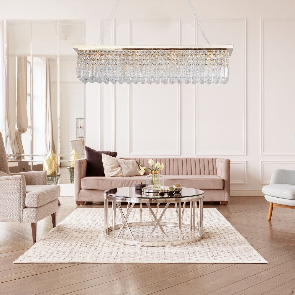 Elegant Crystal Chandelier Pendant Ceiling Light Fixture - Modern Raindrop Design for Dining Rooms & Kitchen Islands