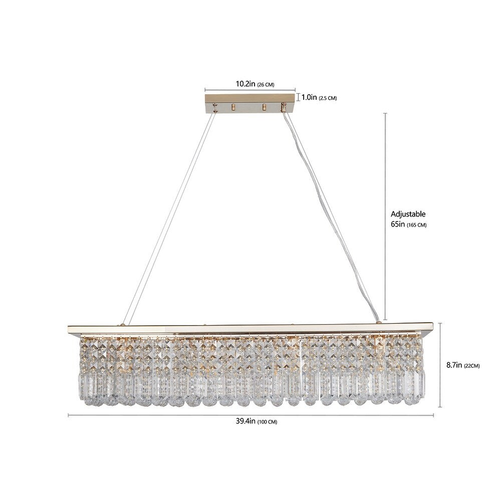 Elegant Crystal Chandelier Pendant Ceiling Light Fixture - Modern Raindrop Design for Dining Rooms & Kitchen Islands