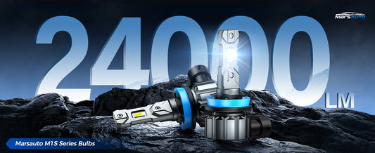 Marsauto M1S H11/H8/H9 Bulbs 2024 Real 1:1 Design, 24000LM Brighter H11 Low Beam Fog Light Bulbs, 6000K Cool White Light Bulb Non-polarity, 3Min Plug and Play, IP68, Pack of 2