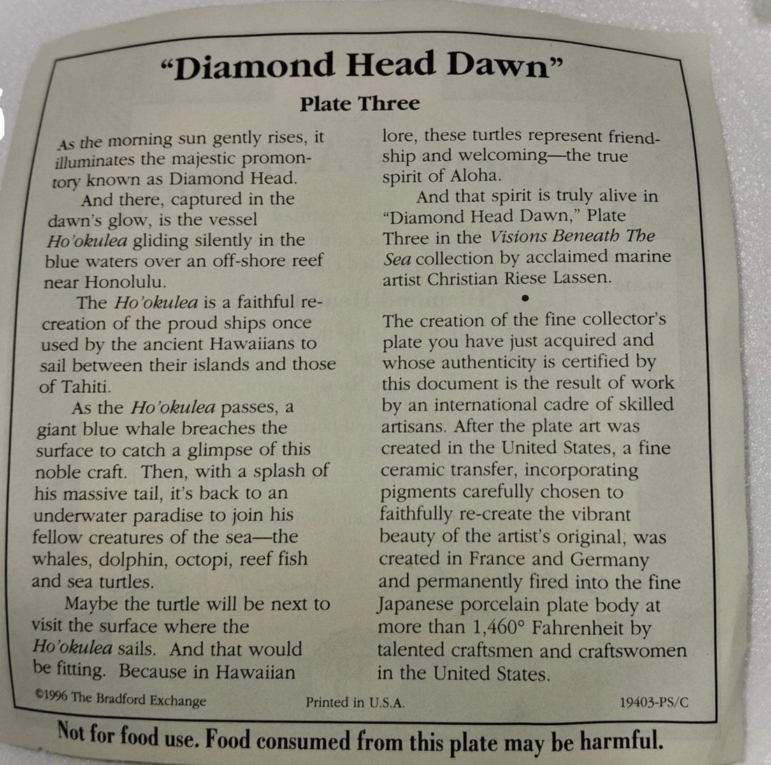 Bradlord Exchange Diamond Head Dawn