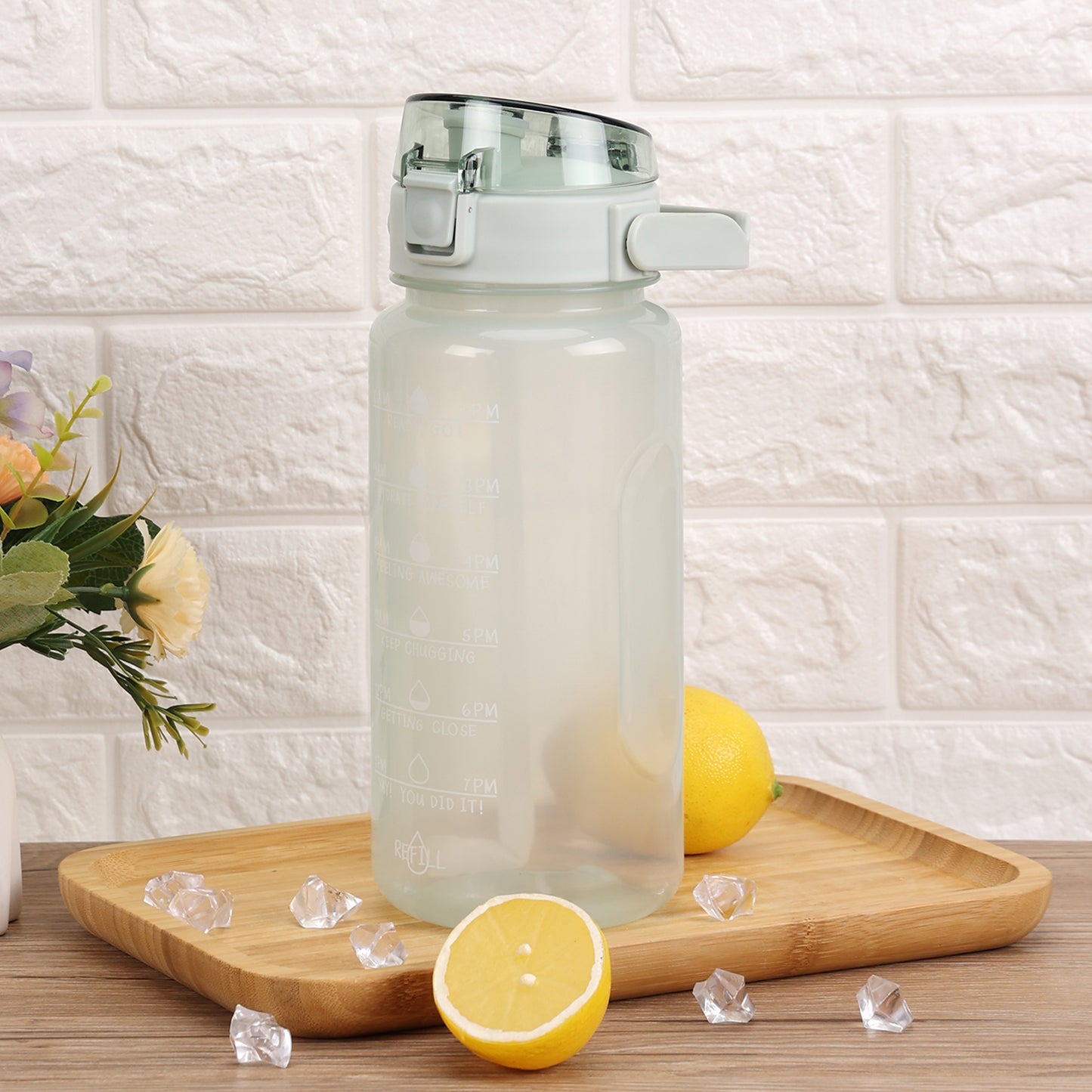 48 OUNCE PLASTIC WATER BOTTLE WITH MILESTONE MARKINGS