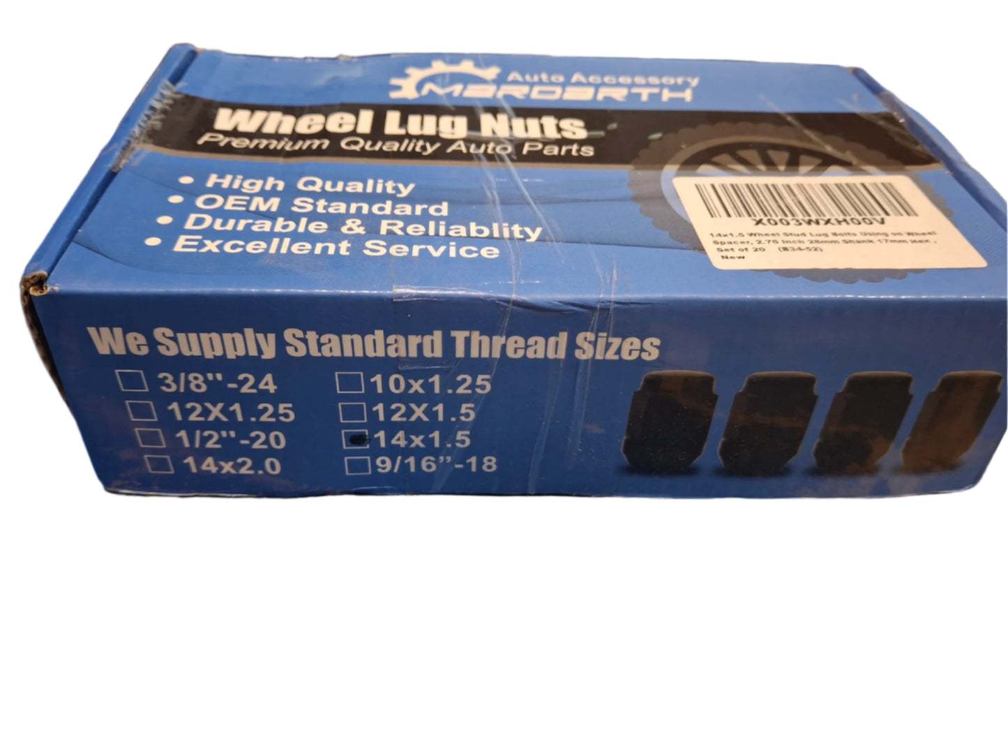 14x1.5 Wheel Stud Lug Bolts Using on Wheel Spacer, 2.76 Inch 28mm Shank 17mm Hex Conical Seat Replacement for, Set of 20