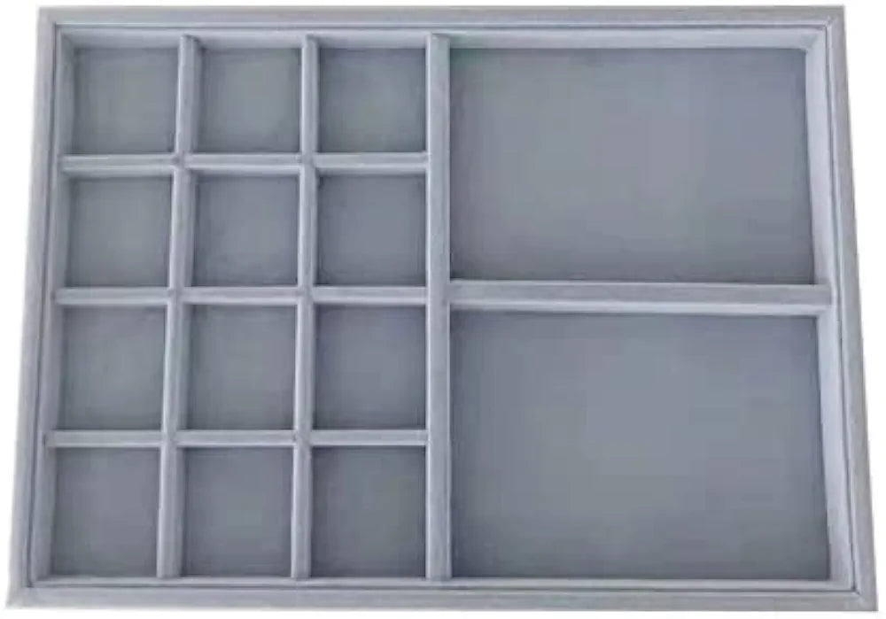 Svea Display Gryy Velvet Stackable Organizer Premium Quality Tray Drawer Inserts Divider Multi Functional Storage Closet Hallway Vanity