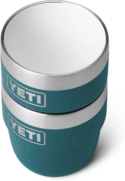 YETI Rambler 4 oz Stackable Cup, Stainless Steel, Vacuum Insulated Espresso/Coffee Cup, 2 Pack, Agave Teal