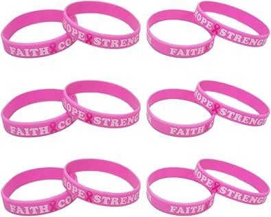 AOGU Breast Cancer Awareness Pink Ribbon Bracelets Rubber Wristbands For Unisex Support and Care for Women