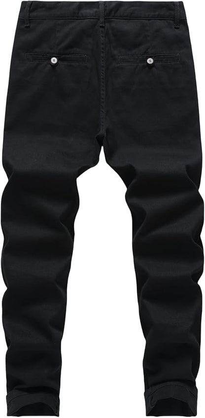 Men's Classic-Fit Straight Casual Fashion Non-Stretch Cotton Chino Pants