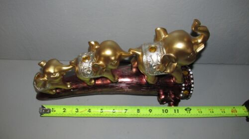 dytcfly Elephant Statues Home Decor, European Three Gold Elephant Decor, Unique