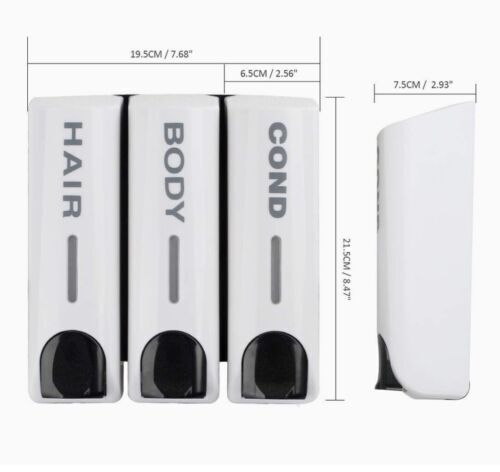 AUMIO 3 Chamber Soap Dispenser Trio Shower Gel Shampoo Conditioner with 3x350ml
