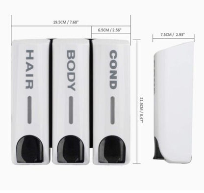 AUMIO 3 Chamber Soap Dispenser Trio Shower Gel Shampoo Conditioner with 3x350ml