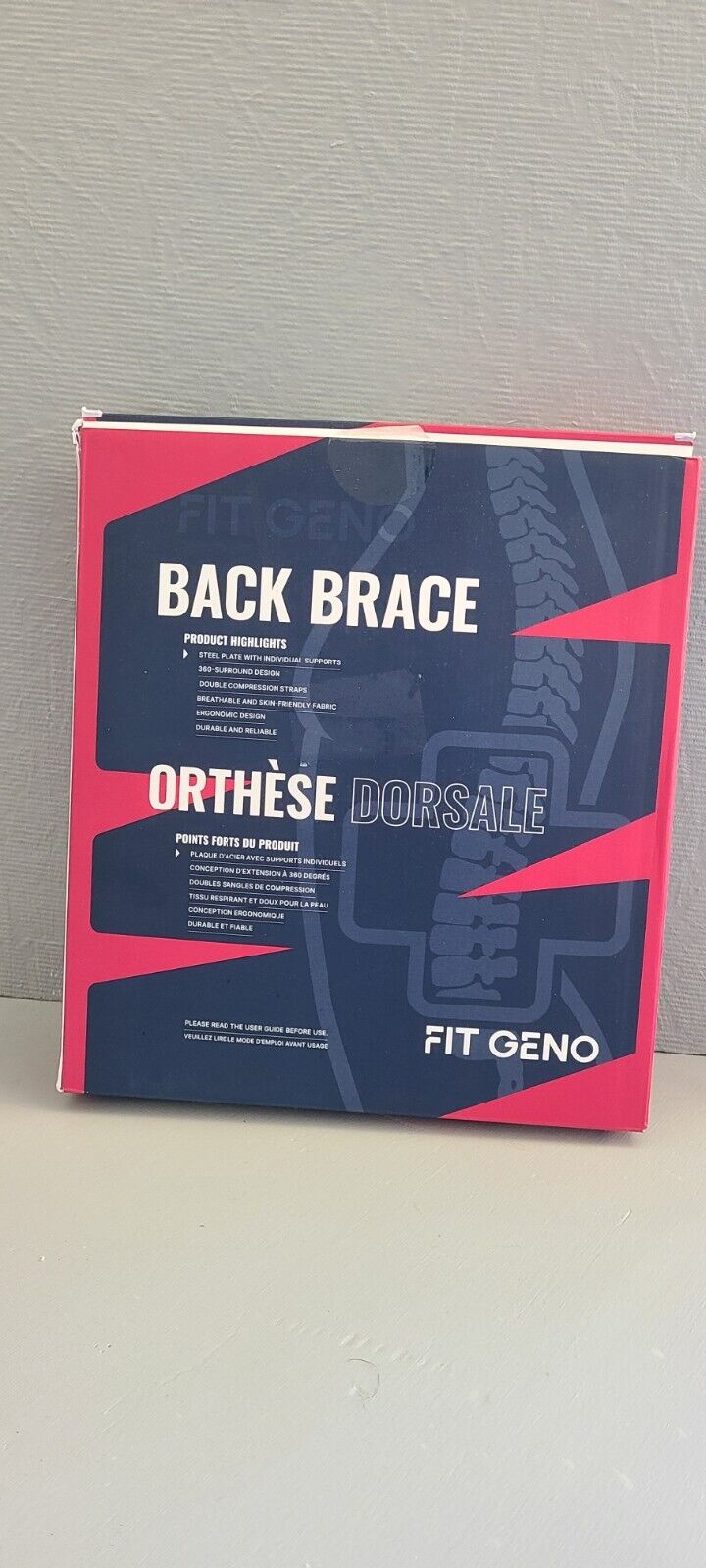 Fit Geno Unisex Black Back Brace  Size Medium