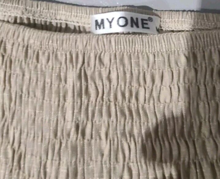 MYONE Women's Linen Wide Leg Pants Lounge Elastic High Waist Smocked Trousers...