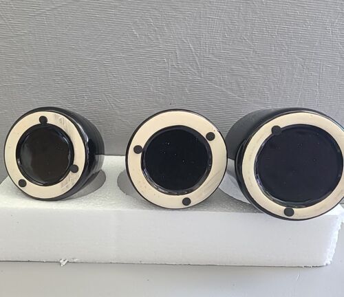 Matte Black Set of 3 Small Ceramic Bottle Vases