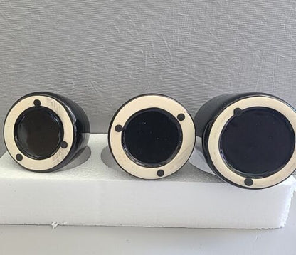 Matte Black Set of 3 Small Ceramic Bottle Vases