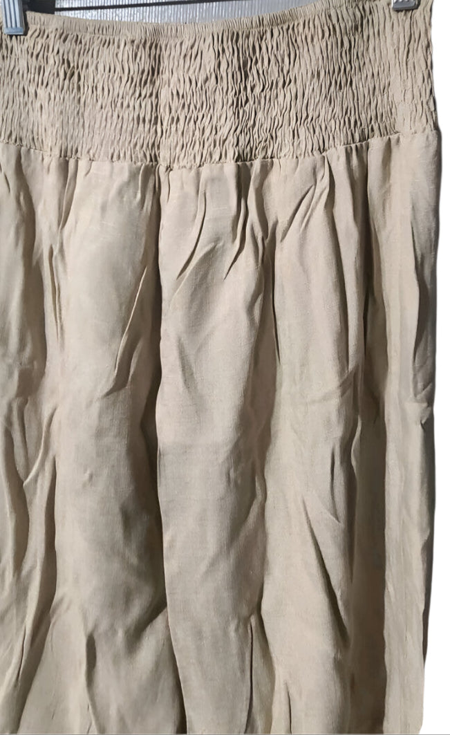MYONE Women's Linen Wide Leg Pants Lounge Elastic High Waist Smocked Trousers...