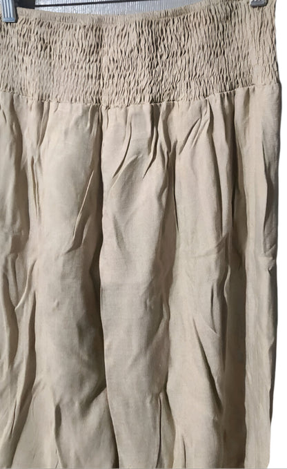 MYONE Women's Linen Wide Leg Pants Lounge Elastic High Waist Smocked Trousers...