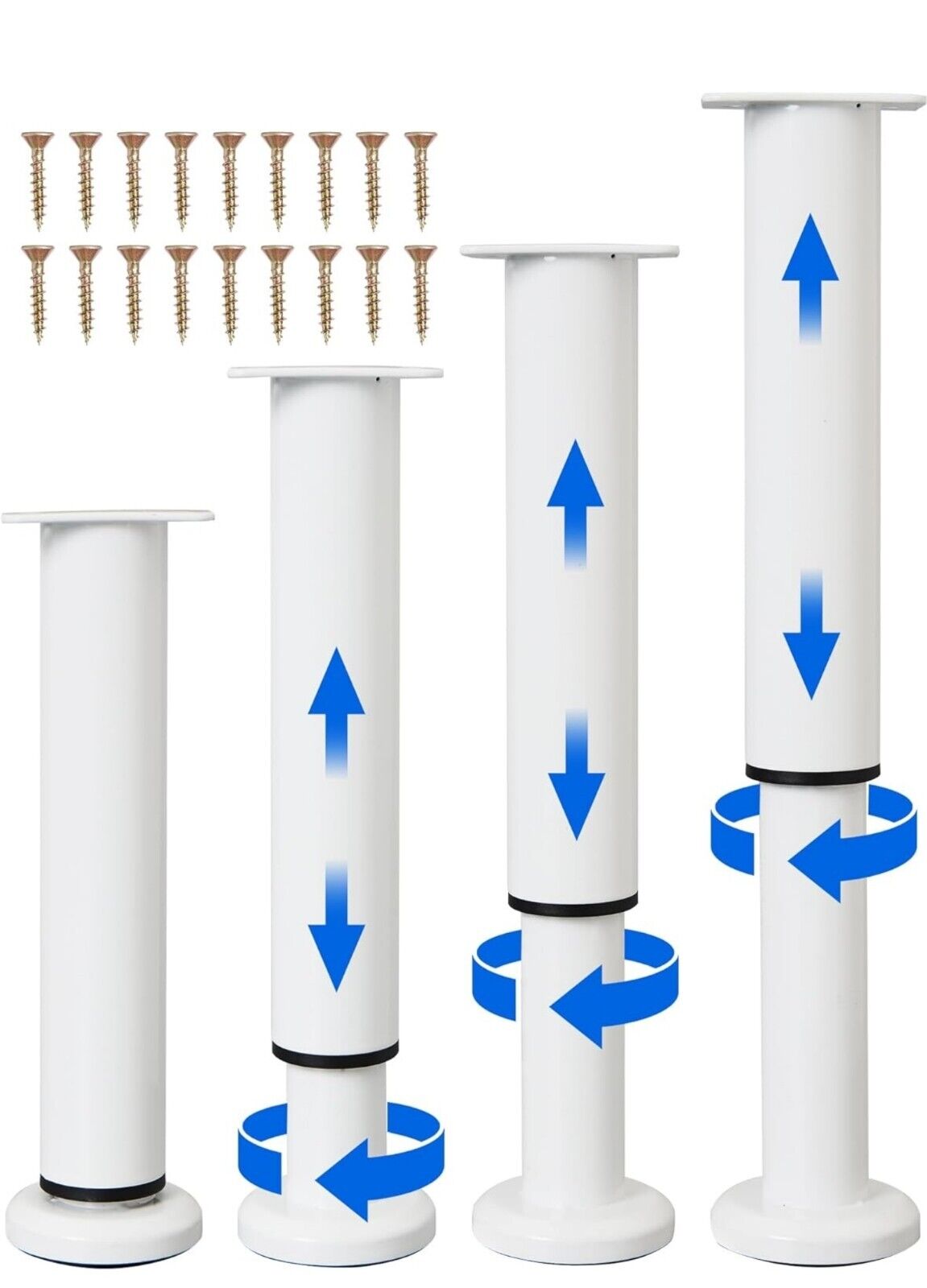 4 PCS Adjustable Height Bed Support Legs for Bed Frame/Bed Center Slat, Heavy