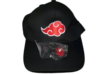 Naruto Hat Adjustable Snapback Uchiha Akatsuki Logo Baseball Cap with Necklace