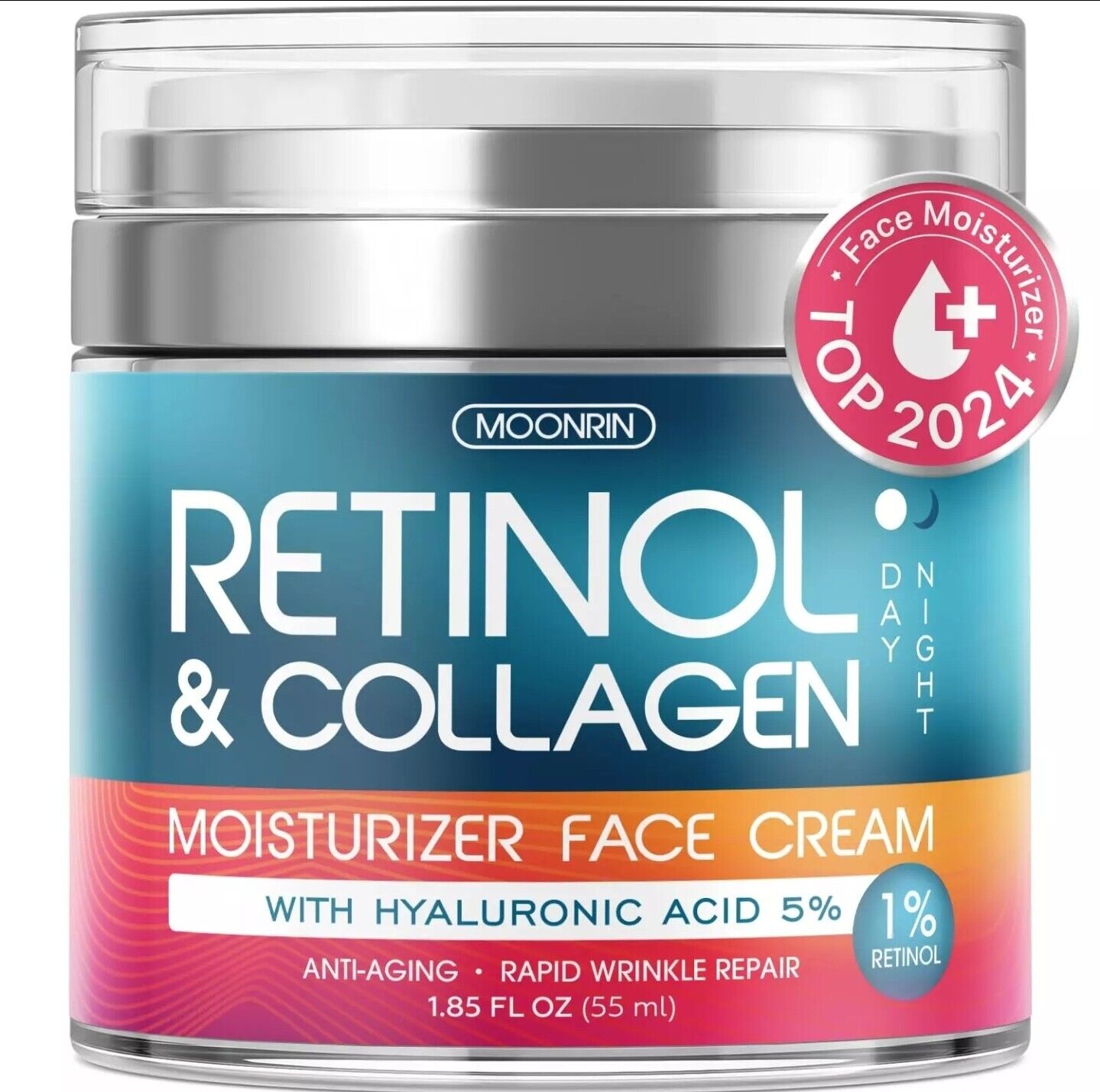 Retinol Cream for Face with Hyaluronic Acid, Day-Night Anti-Aging Moisturizer