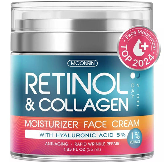 Retinol Cream for Face with Hyaluronic Acid, Day-Night Anti-Aging Moisturizer