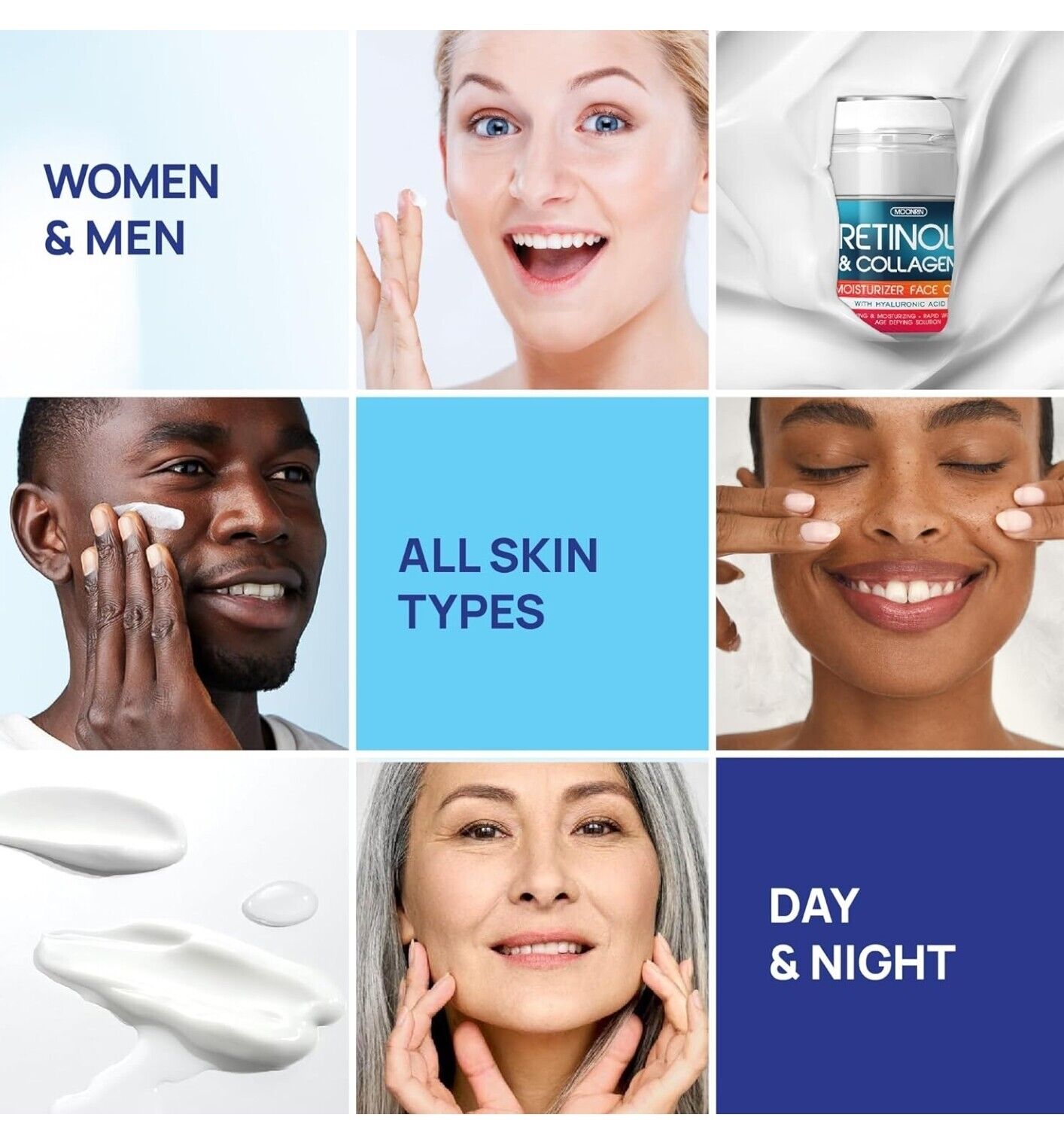 Retinol Cream for Face with Hyaluronic Acid, Day-Night Anti-Aging Moisturizer
