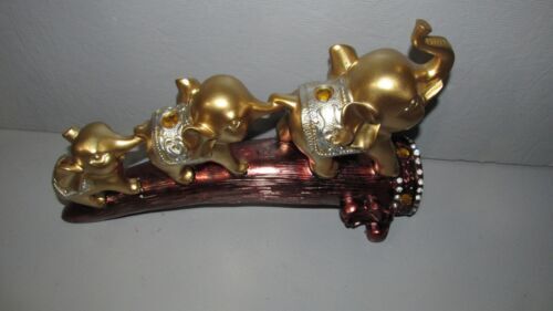 dytcfly Elephant Statues Home Decor, European Three Gold Elephant Decor, Unique