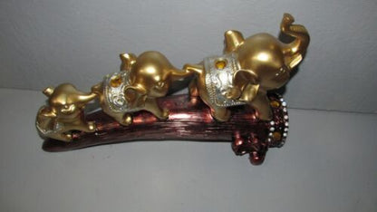 dytcfly Elephant Statues Home Decor, European Three Gold Elephant Decor, Unique