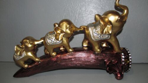 dytcfly Elephant Statues Home Decor, European Three Gold Elephant Decor, Unique