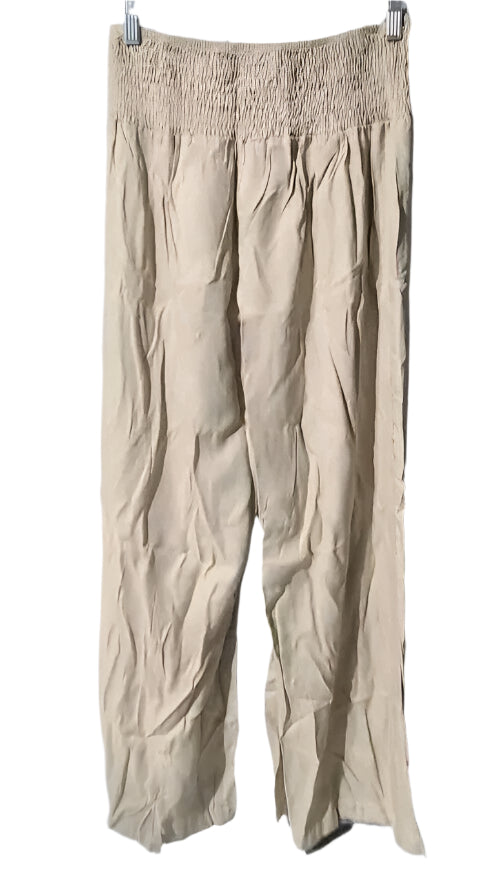 MYONE Women's Linen Wide Leg Pants Lounge Elastic High Waist Smocked Trousers...