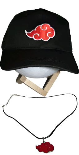 Naruto Hat Adjustable Snapback Uchiha Akatsuki Logo Baseball Cap with Necklace
