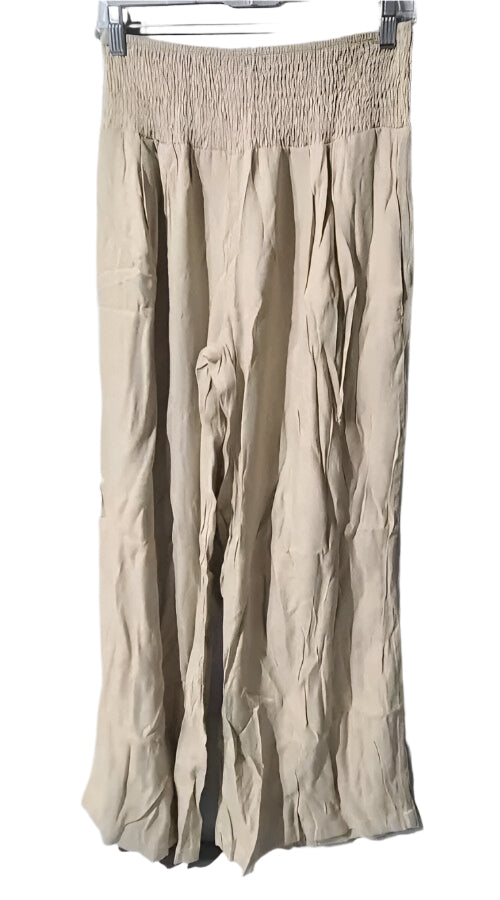 MYONE Women's Linen Wide Leg Pants Lounge Elastic High Waist Smocked Trousers...