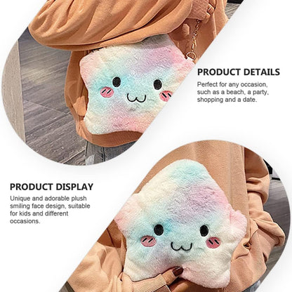 LUOZZY Plush Crossbody Bag Star Shaped Furry Purse for Girls Fluffy Handbag Small Purse with Chain Soft Shoulder Bag for Girls Women