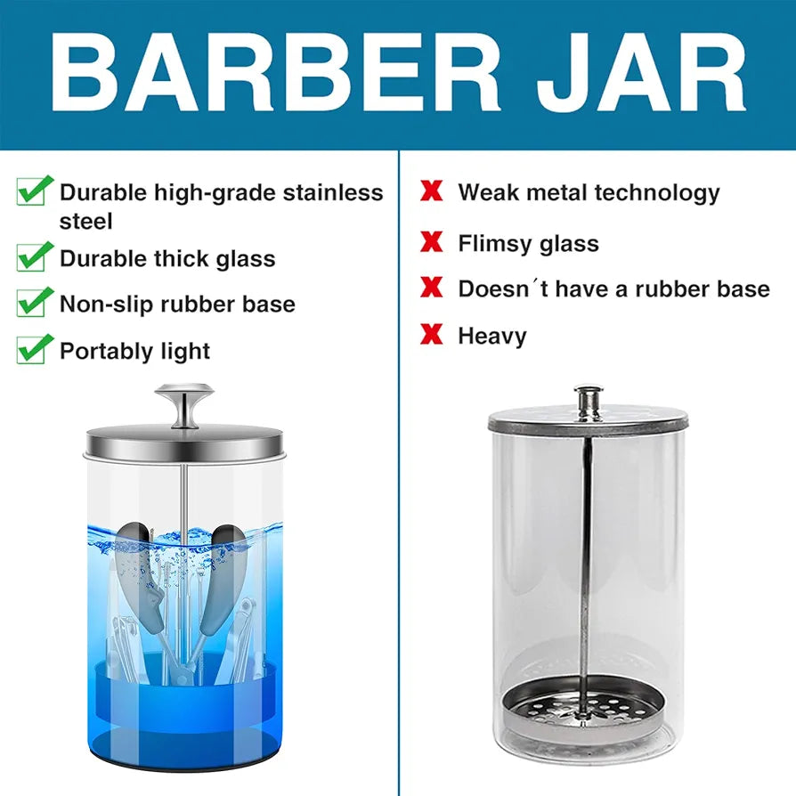 Nail Tool Disinfectant Jar - 21Oz Glass Sterilizer with Removable Strainer Tray - for Manicure & Barber Supplies Storage and OrganizationDisinfectant Jar