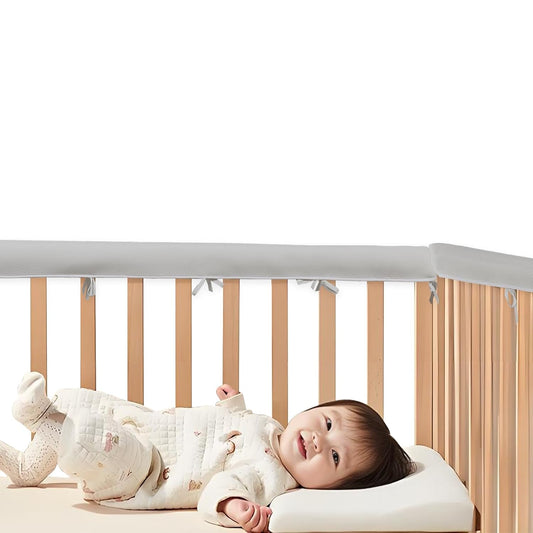 3PC Soft Grey Teething Edge & Corner Crib Rail Covers - Protect Your Baby & Crib