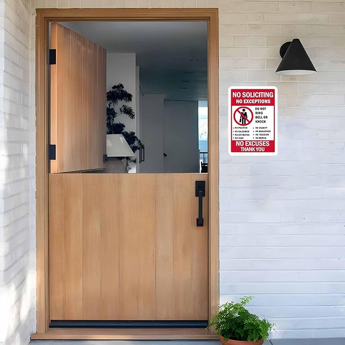 Shuilv Funny 'No Soliciting' Sign for House & Home - Protect Your Peace! (8x12 inch)