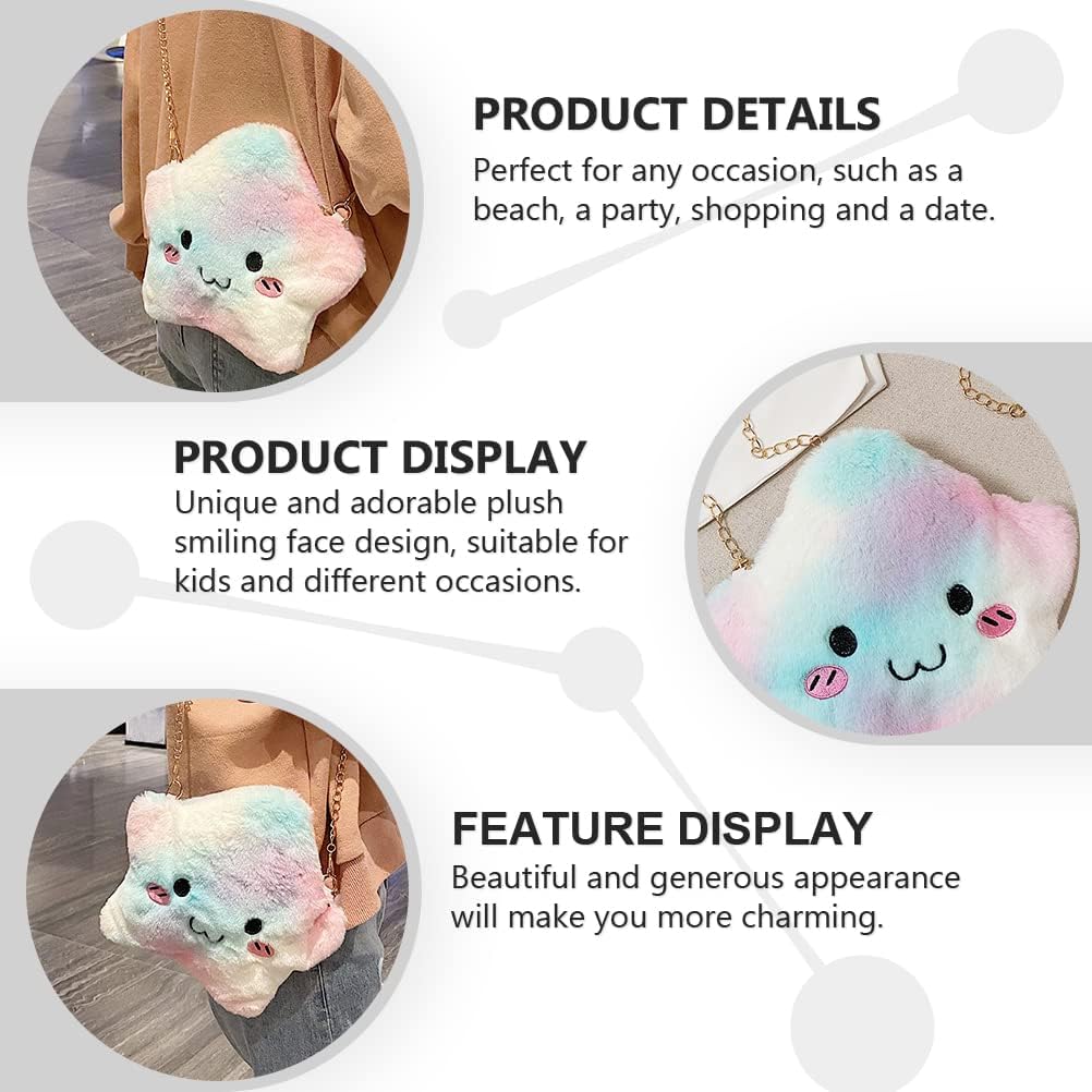 LUOZZY Plush Crossbody Bag Star Shaped Furry Purse for Girls Fluffy Handbag Small Purse with Chain Soft Shoulder Bag for Girls Women