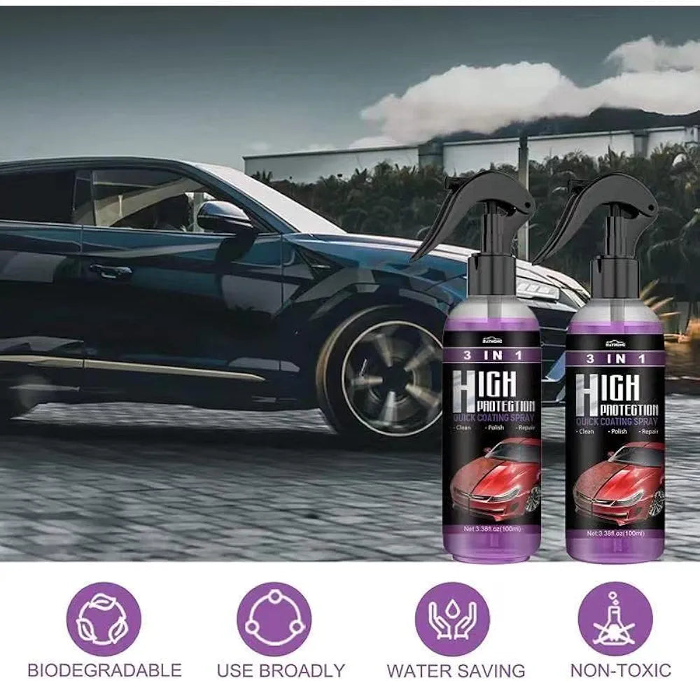 3 in 1 Ceramic car Coating Spray High Protection Quick Wax, Spray, Fast Fine Scratch Repair, Coating, Nano Repair +Brush Cloth