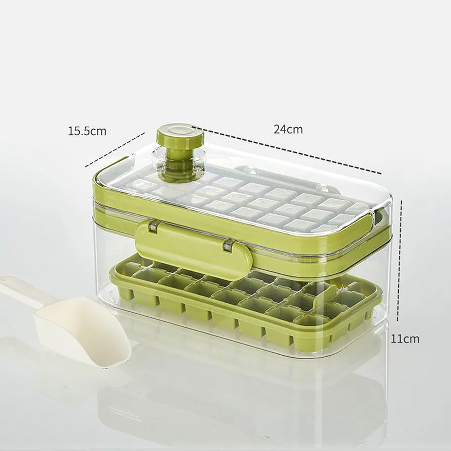 Ice Cube Trays with Lid and Bin : 64 Pcs for Freezer,Ice Cube Mold for Tumbler cup, Ice Molds Ice Scoop,with 2 Pack Mini Trays, Ice Cube Tray Mold for Whiskey Cocktail,Juice,Coffee,Ice drink 