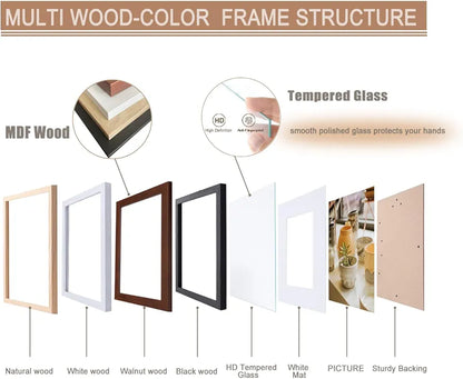 KTKDE 5x7 multicolour Picture frame Set of 4,multi-frame 4x6 mat or 5x7 photos, Modern Style Wood Composite Frame, real glass, Black Studio Gallery 5x7 white frame for ideal gift