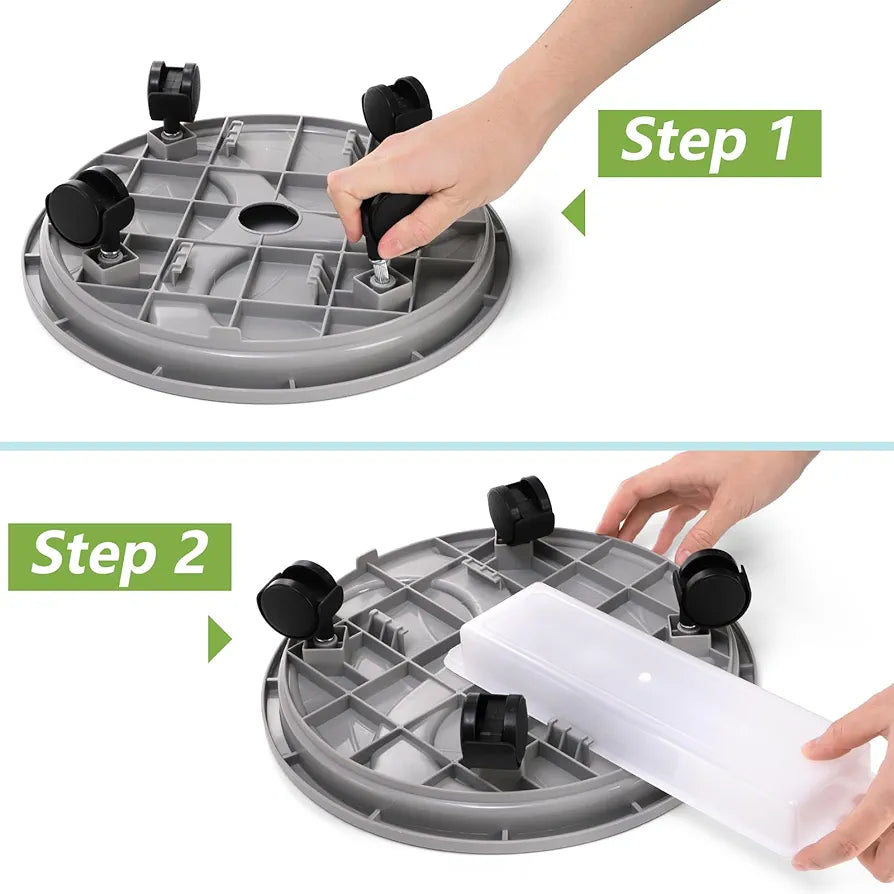3 Pack Plant Caddy with Wheels, 12 Inch Heavy Duty Planter Pallet with Drainage Tray, Round Planter Pot Stand Dolly Casters Rolling Mover for Indoor Outdoor, Garden, Balcony