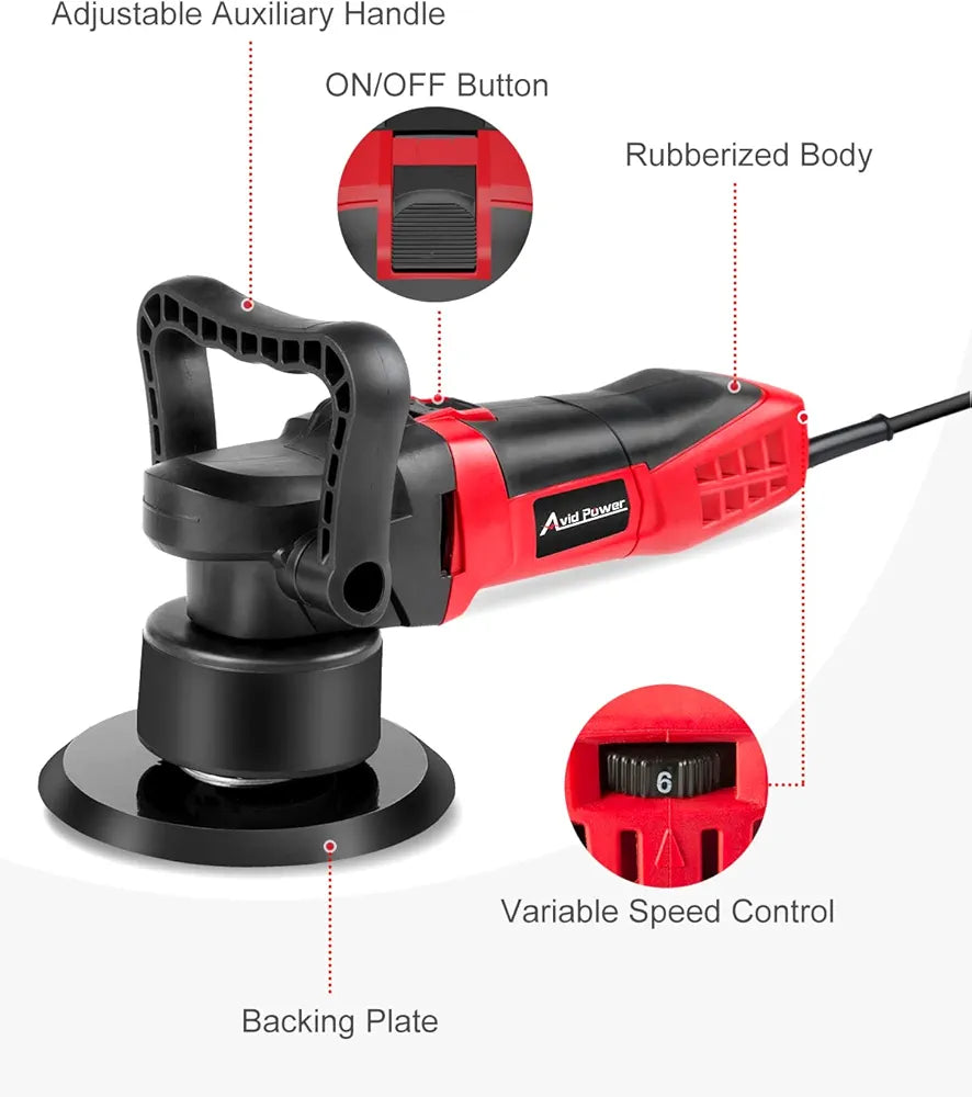 AVID POWER Buffer Polisher, 6-inch Dual Action/DA Polisher for Car Detailing, Random Orbital Car Buffer Polisher Waxer Kit with Variable Speed & 3 Polishing Pads