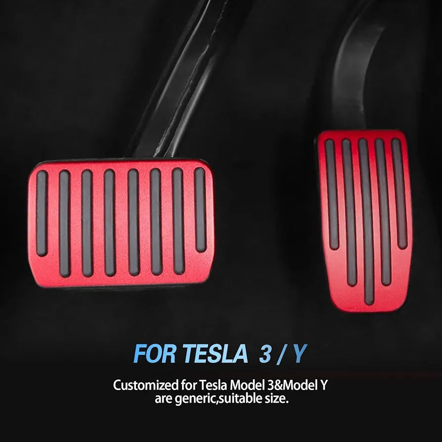 Foot Pedal Pad Replacement Anti Slip Aluminum Pedal Covers Compatible with Tesla Model 3 Model Y 