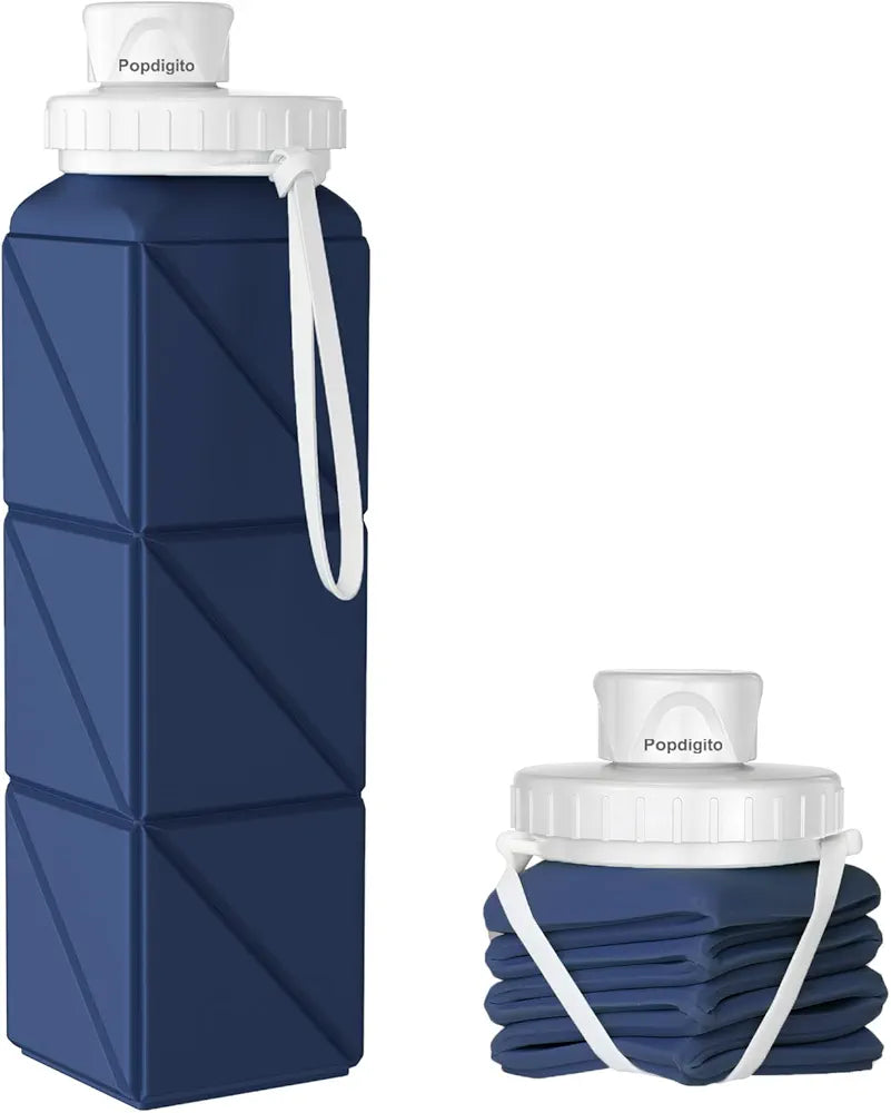 Collapsible Water bottles with Leakproof Lid –Food-Grade BPA-Free Silicone Travel Bottles–Foldable Water Bottles 610ml for Travel Gym,Hiking, Sports,Camping,Biking 20.7oz Portable Reusable
