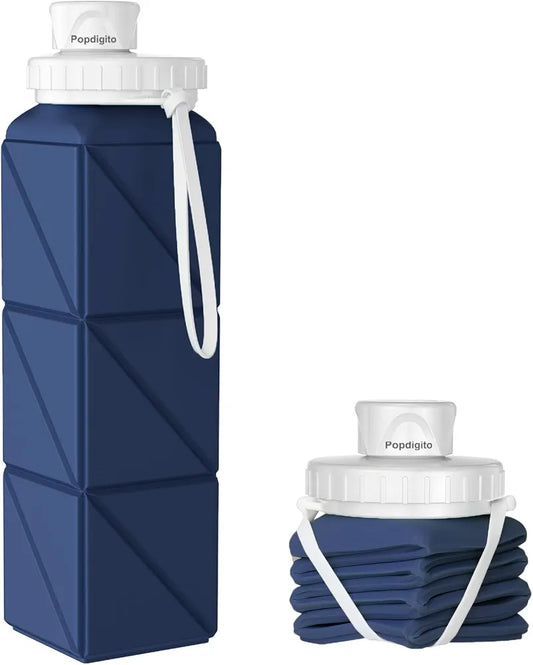 Collapsible Water bottles with Leakproof Lid –Food-Grade BPA-Free Silicone Travel Bottles–Foldable Water Bottles 610ml for Travel Gym,Hiking, Sports,Camping,Biking 20.7oz Portable Reusable