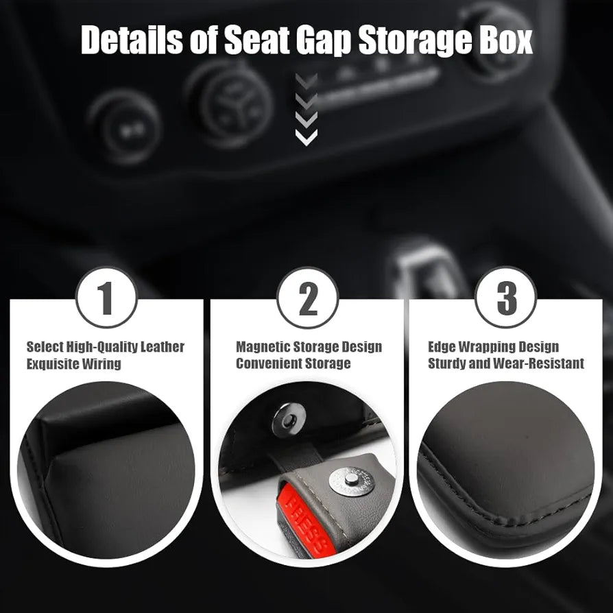 Car Seat Gap Filler Organizer with Cup Holder - Premium Leakproof Console Storage (Black, Passenger Side)